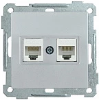 IEK РK10-2-Б Розетка 2-ая комп. RJ45 Cat5e BOLERO серебряный