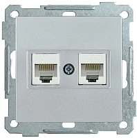 IEK РK10-2-Б Розетка 2-ая комп. RJ45 Cat5e BOLERO серебряный