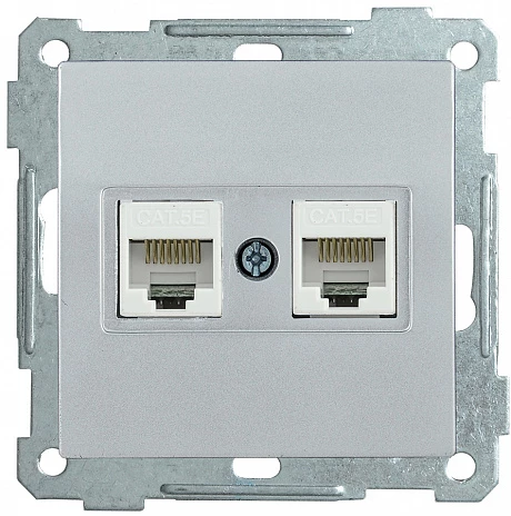 IEK РK10-2-Б Розетка 2-ая комп. RJ45 Cat5e BOLERO серебряный