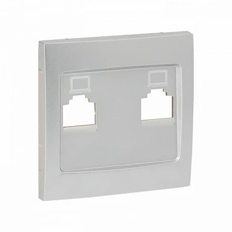 EKF PROxima Валенсия лицевая панель розетки RJ-45 2-местная сталь