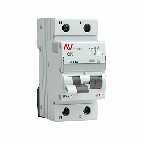 EKF Averes DVA-6 Диф. Автомат (C)  1P+N 25А/100мА тип АС 6кА