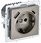 IEK BRITE Роз. с з/к/ш 16А с USB A+C 18Вт РЮш11-1-БрШ шамп.