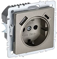 IEK BRITE Роз. с з/к/ш 16А с USB A+C 18Вт РЮш11-1-БрШ шамп.