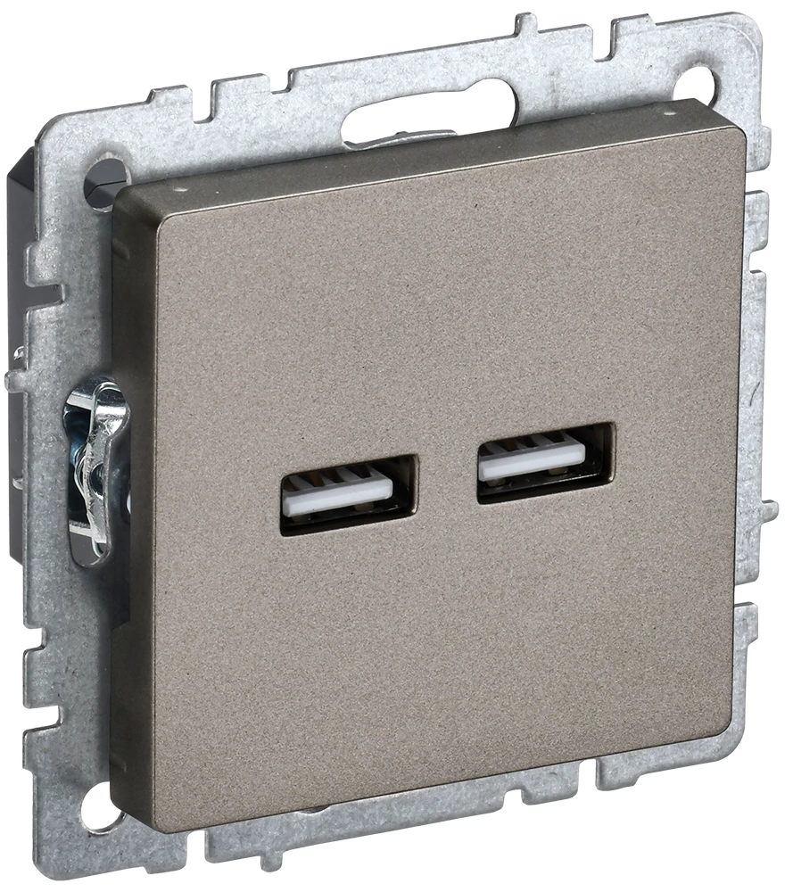 IEK BRITE Роз. USB A+A 3,1А РЮ10-1-БрШ шамп.