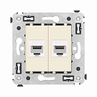 DKC Компьютерная розетка RJ-45 без шторки в стену, кат.6 двойная, "Avanti", "Ванильная дымка"