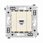 DKC Компьютерная розетка RJ-45 без шторки в стену, кат.6 одинарная, "Avanti", "Ванильная дымка"