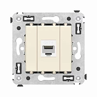 DKC Компьютерная розетка RJ-45 без шторки в стену, кат.6 одинарная, "Avanti", "Ванильная дымка"