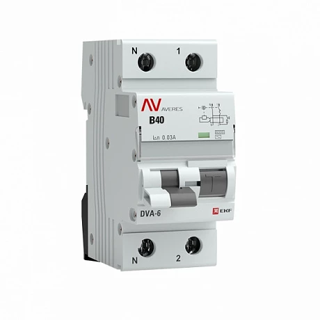 EKF Averes DVA-6 Диф. Автомат (B) 1P+N 40А/30мА тип АС 6кА