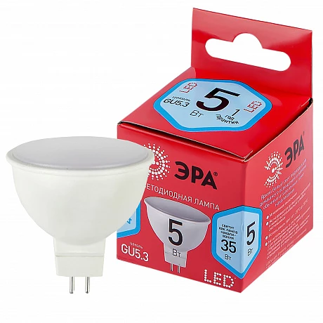 ЭРА LED MR16-5W-840-GU5.3 R (диод, софит, 5Вт, нейтр, GU5.3) (10/100/4800)