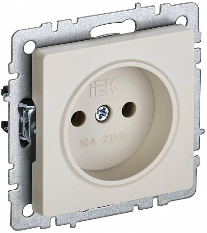 IEK BRITE Розетка 1-местная без заземления без защитных шторок 10А РС10-1-0-БрКр бежевый