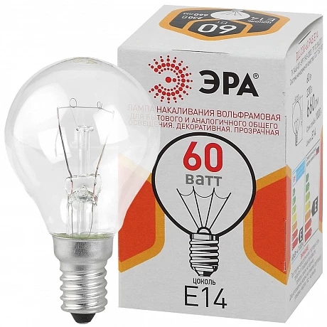 ЭРА ДШ 60-230-E14-CL ДШ шар 60Вт 230В Е14 цветная упаковка