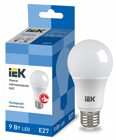 IEK Лампа светодиодная ECO A60 шар 9Вт 230В 6500К E27