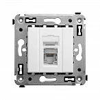 DKC Компьютерная розетка RJ-45 в стену, кат.6 одинарная экранированная, "Avanti", "Белое облако"