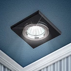 ЭРА DK8 CH/BK Хром/черный Светильник декор стекло квадрат MR16,12V/220V, 50W