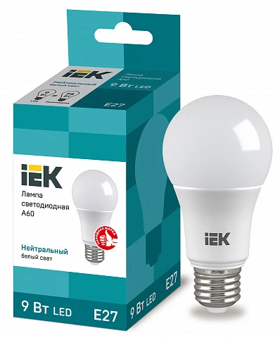 IEK Лампа светодиодная ECO A60 шар 9Вт 230В 4000К E27