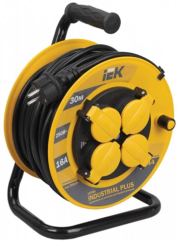 IEK INDUSTRIAL PLUS Катушка УК30 с т/з 4 места 2Р+PЕ/30метров 3х1,5мм2 IP44 Industrial plus