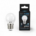 Gauss Лампа Шар 6.5W 550lm 6500K E27 LED 1/10/100