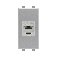 DKC Компьютерная розетка RJ-45 без шторки модульная, кат.5е экранированная, "Avanti", "Закаленная сталь", 1 модуль