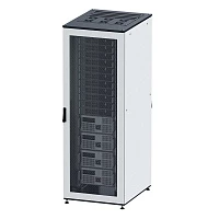 DKC Собранный напольный 19" IT-CQE, 47U 600х800 двери стекло/сплошная, RAL7011/7035