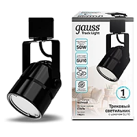 Gauss Светильник трековый цилиндр GU10 220V IP20 60*145мм черный однофазный