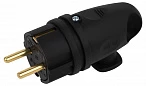 ЭРА Вилка VX11-B-IP44 каучуковая c заземлением 16А IP44 с кольцом угловая черная