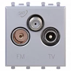 DKC Розетка TV-FM-SAT модульная, "Avanti", "Закаленная сталь", 2 модуля