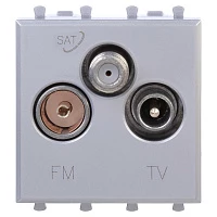 DKC Розетка TV-FM-SAT модульная, "Avanti", "Закаленная сталь", 2 модуля