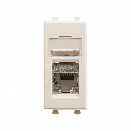 DKC Компьютерная розетка RJ-45 модульная, кат.5е экранированная, "Avanti","Ванильная дымка", 1 модуль