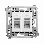 DKC Компьютерная розетка RJ-45 в стену, кат.6 двойная экранированная,"Avanti", "Белое облако"