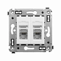 DKC Компьютерная розетка RJ-45 в стену, кат.6 двойная экранированная,"Avanti", "Белое облако"