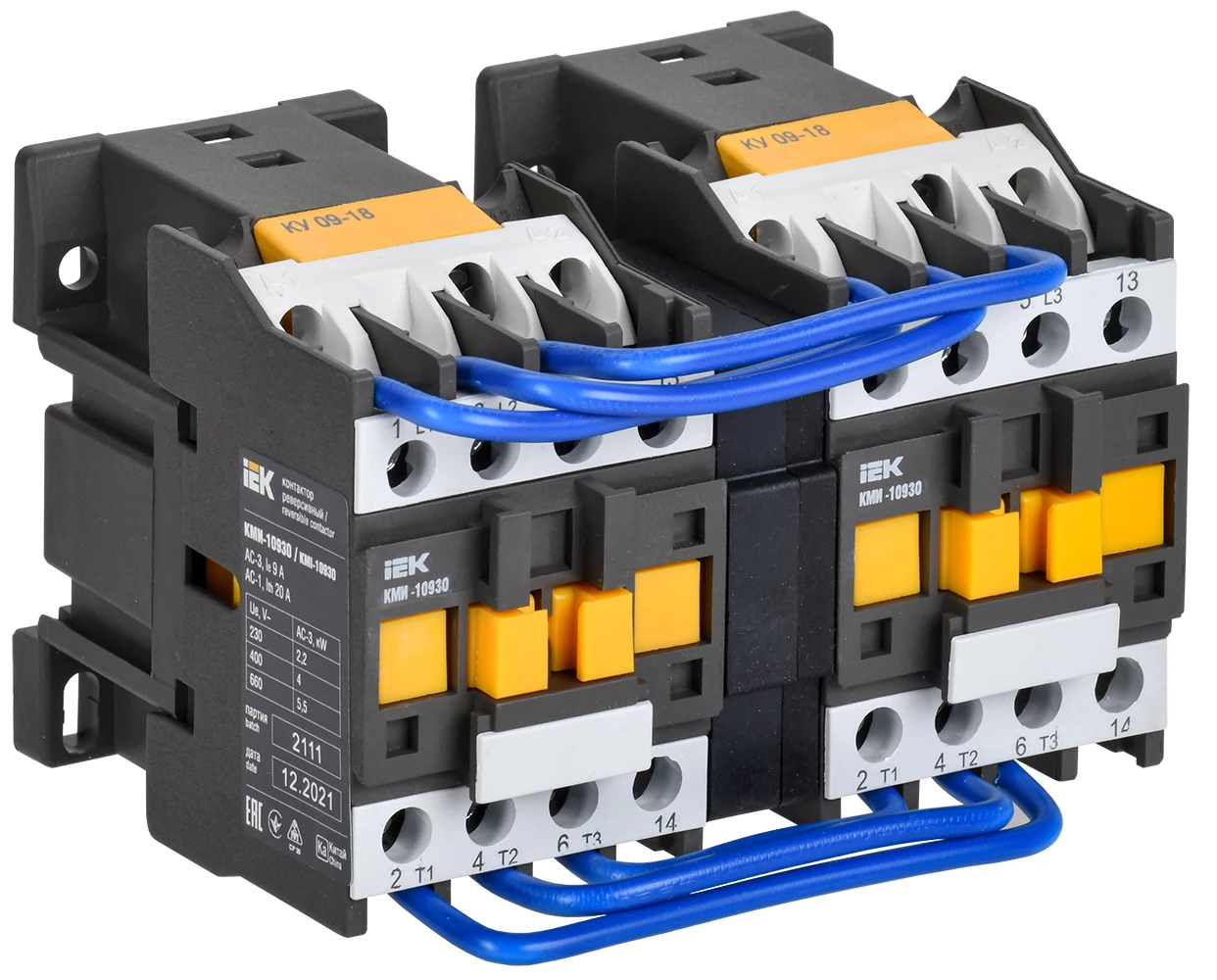 IEK Контактор КМИ-10930 реверс 9А 400В/АС3 2НО