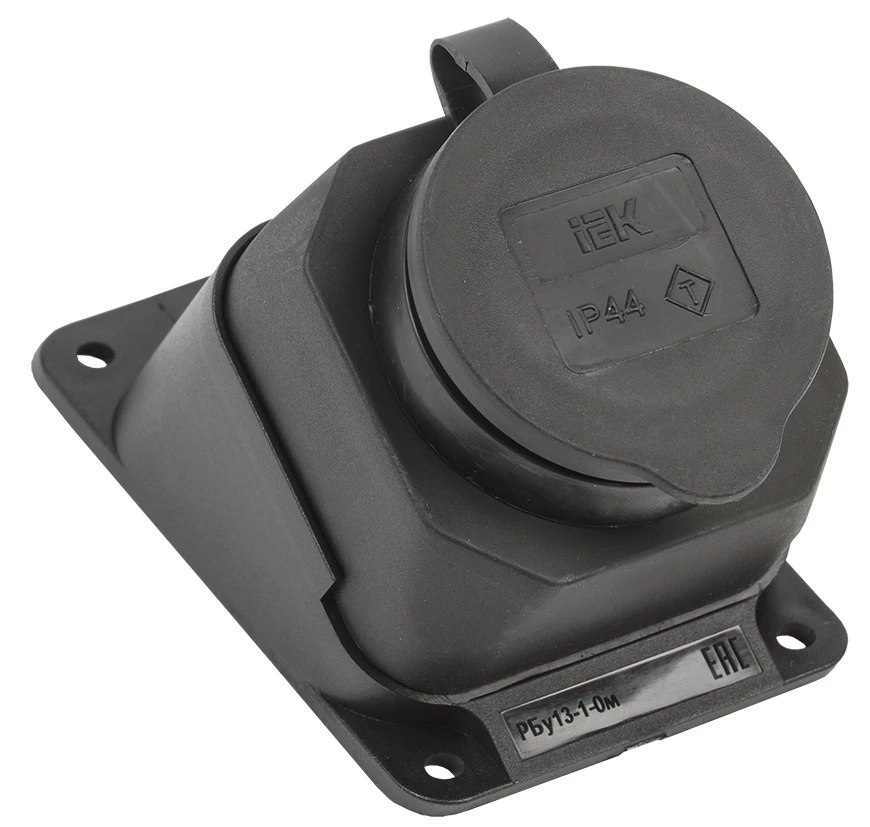 IEK OMEGA РБу13-1-0м Розетка с защитной крышкой угловая настенная IP44