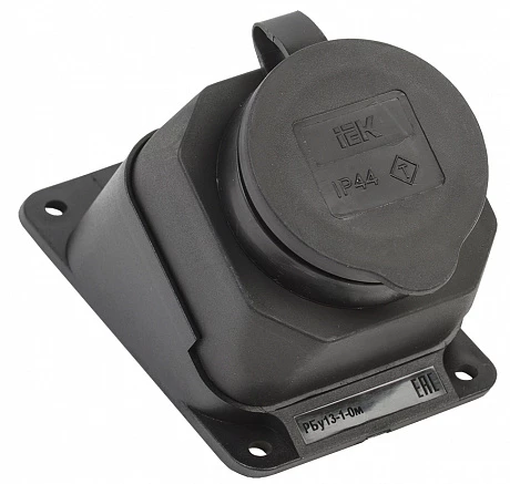 IEK OMEGA РБу13-1-0м Розетка с защитной крышкой угловая настенная IP44