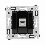 DKC Компьютерная розетка RJ-45 без шторки в стену, кат.6 одинарная экранированная, "Avanti", "Черный квадрат"
