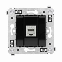 DKC Компьютерная розетка RJ-45 без шторки в стену, кат.6 одинарная экранированная, "Avanti", "Черный квадрат"