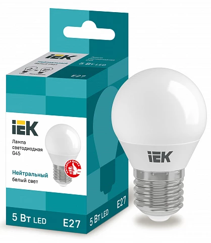 IEK Лампа светодиодная ECO G45 шар 5Вт 230В 4000К E27