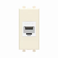 DKC Компьютерная розетка RJ-45 без шторки модульная, кат.6, "Avanti", "Ванильная дымка", 1 модуль