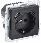 IEK BRITE Роз. с з/к/ш 16А с USB A+C 18Вт РЮш11-1-БрЧ черн.