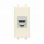 DKC Компьютерная розетка RJ-45 без шторки модульная, кат.6А экранированная, "Avanti", "Ванильная дымка", 1 модуль