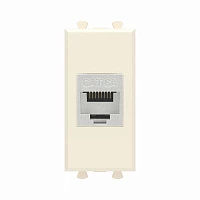 DKC Компьютерная розетка RJ-45 без шторки модульная, кат.6А экранированная, "Avanti", "Ванильная дымка", 1 модуль