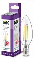 IEK Лампа LED C35 свеча прозрачный 5Вт 230В 4000К E14 серия 360°
