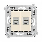 DKC Компьютерная розетка RJ-45 без шторки в стену, кат.5e двойная экранированная, "Avanti", "Ванильная дымка"