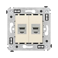 DKC Компьютерная розетка RJ-45 без шторки в стену, кат.5e двойная экранированная, "Avanti", "Ванильная дымка"
