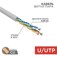 Кабель витая пара UTP 4PR 24AWG CAT5e 50м Rexant