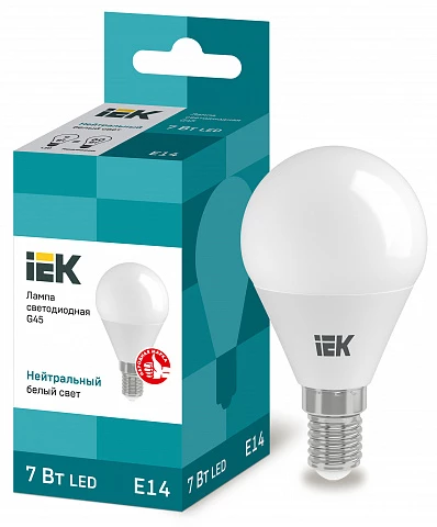 IEK Лампа светодиодная ECO G45 шар 7Вт 230В 4000К E14