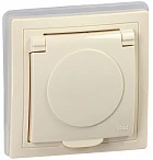 IEK KVARTA Роз. 1ая с з/к РСбш10-3-ККм-44 16А IP44 крем.