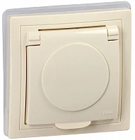 IEK KVARTA Роз. 1ая с з/к РСбш10-3-ККм-44 16А IP44 крем.