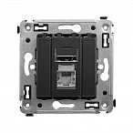 DKC Компьютерная розетка RJ-45 в стену, кат.6 экранированная одинарная,"Avanti", "Черный матовый"
