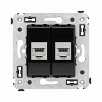 DKC Компьютерная розетка RJ-45 без шторки в стену, кат.6А двойная экранированная, "Avanti", "Черный квадрат"