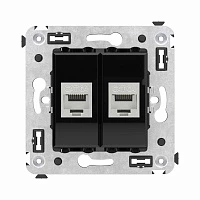 DKC Компьютерная розетка RJ-45 без шторки в стену, кат.6А двойная экранированная, "Avanti", "Черный квадрат"